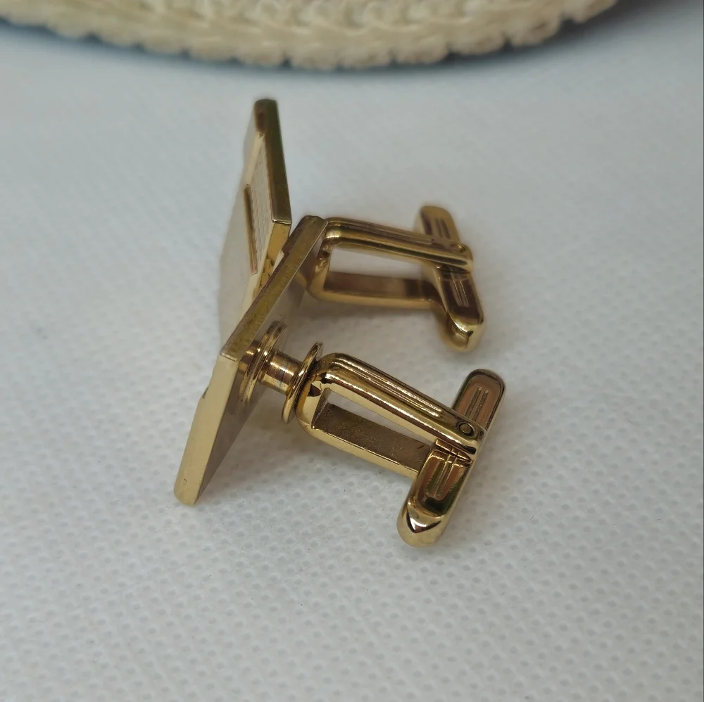 Vintage Square Textured Hickok USA Gold Tone Cufflinks